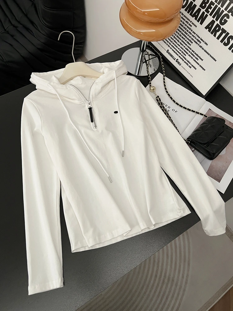 Ladies Hoodie Sweatshirt Pure Cotton Zipper Spring New plus Size Slimming Korean Style Base Layer Top Half Zipper Casual Wear
Ladies Hoodie Sweatshirt Pure Cotton Zipper Spring New plus Size Slimming Korean Style Base Layer Top Half Zipper Casual Wear