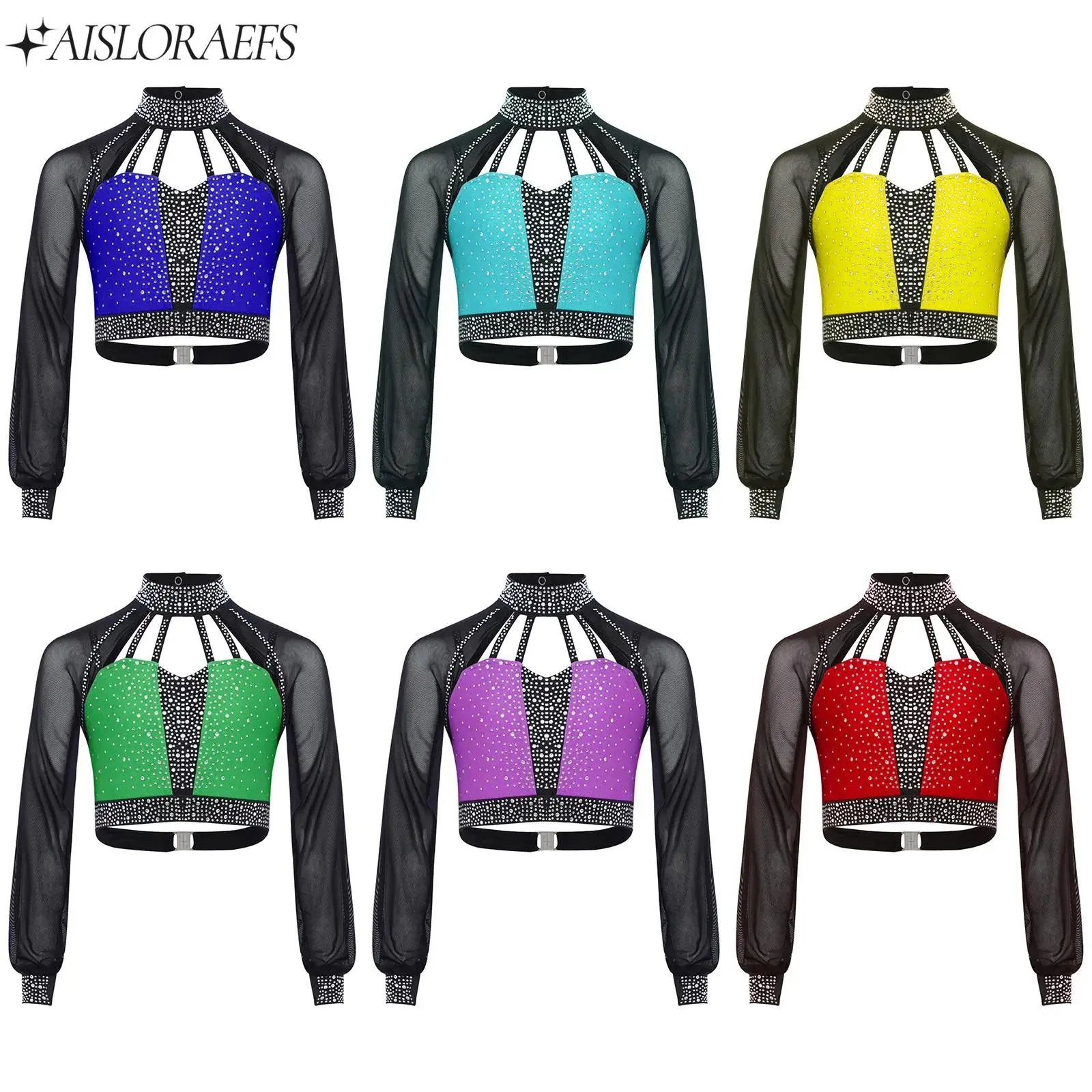 Kids Girls Figure Skating Performance Costume Long Sleeves Cutout Back Strappy Rhinestones Mesh Crop Top Ballet Modern Dancewear
Kids Girls Figure Skating Performance Costume Long Sleeves Cutout Back Strappy Rhinestones Mesh Crop Top Ballet Modern Dancewear