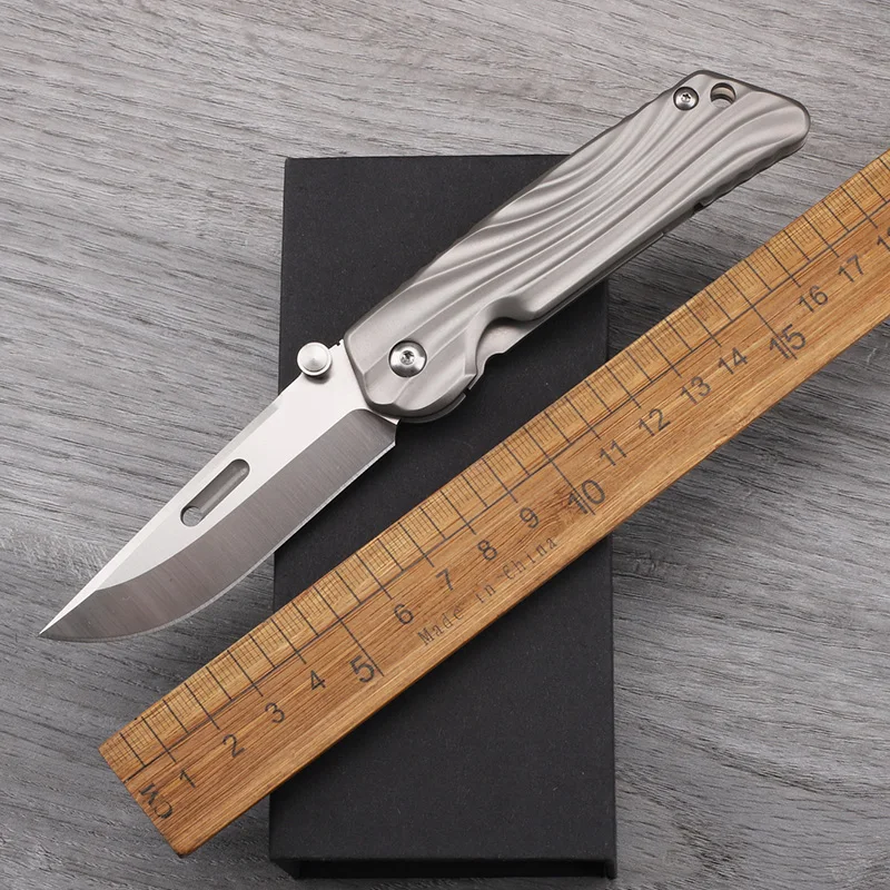 AUS-10 Steel Titanium Alloy Handle Folding Knife Outdoor Camping High Hardness Lightweight Self Defense Survival Tool
AUS-10 Steel Titanium Alloy Handle Folding Knife Outdoor Camping High Hardness Lightweight Self Defense Survival Tool