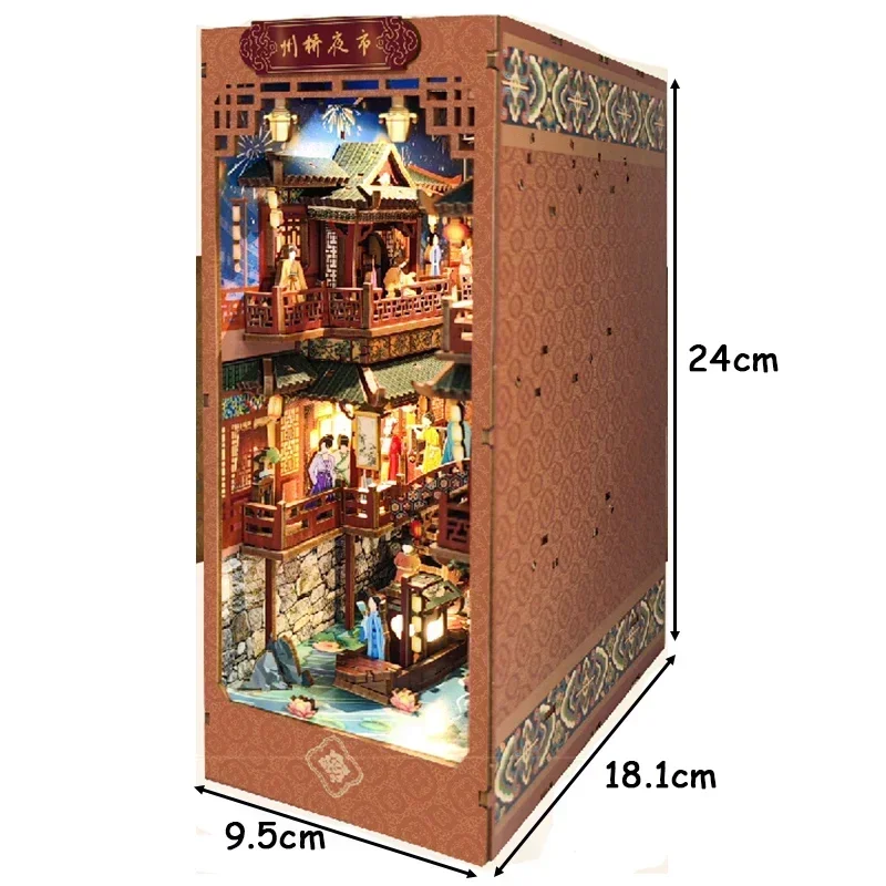 Retro DIY Wooden Book Nook Shelf Insert, Chinese Ancient Night Market Bookshelf Miniature Building Kit Bookends Gifts Home Decor
Retro DIY Wooden Book Nook Shelf Insert, Chinese Ancient Night Market Bookshelf Miniature Building Kit Bookends Gifts Home Decor