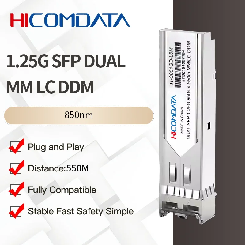1.25Gb Mini Gbic 850nm/500m Fiber SFP Transceiver Module,Gigabit Multimode Duplex LC DDM Compatible INTEL/Cisco/Mikrotik Switch
1.25Gb Mini Gbic 850nm/500m Fiber SFP Transceiver Module,Gigabit Multimode Duplex LC DDM Compatible INTEL/Cisco/Mikrotik Switch