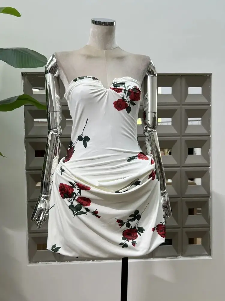 New Trendy 2025 Sexy Strapless Print Pleated Short Vintage Dress for Women Elegant High Quality Evening Party Elegant Dresses
New Trendy 2025 Sexy Strapless Print Pleated Short Vintage Dress for Women Elegant High Quality Evening Party Elegant Dresses