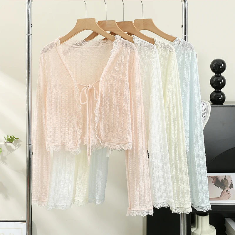 Tie Up Lace Cardigan for Women Long Sleeve Bow Front Crop Knit Top Jacket Teen-girl Openwork Floral Shrug Boho Vacation Outfit
Tie Up Lace Cardigan for Women Long Sleeve Bow Front Crop Knit Top Jacket Teen-girl Openwork Floral Shrug Boho Vacation Outfit