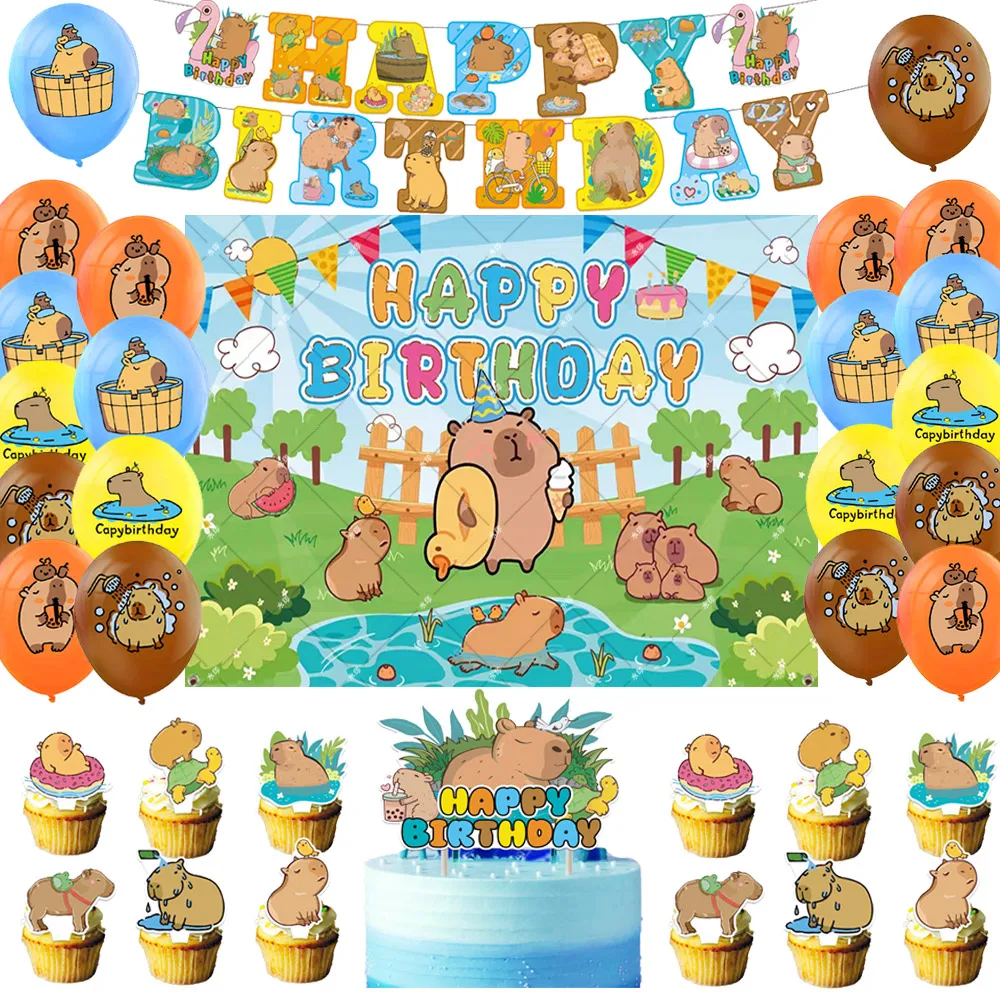 Cartoon Capybara Kids Birthday Party Decoration Baby Shower Banner Animal Balloons Cake Topper Photography Backdrop Kids Gifts
Cartoon Capybara Kids Birthday Party Decoration Baby Shower Banner Animal Balloons Cake Topper Photography Backdrop Kids Gifts