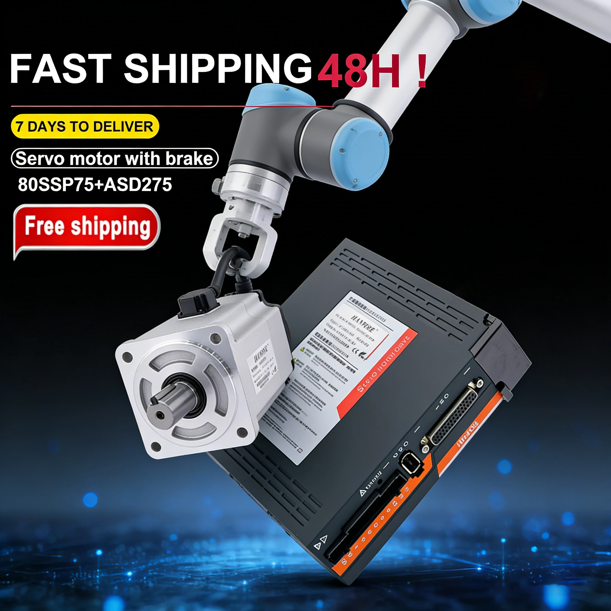 AC Servo Motor Whit Brake 2.39N.m 80SSP75 AC200-240V ASD275 Servo Drive CNC Milling Machine Equipment 750W Servo Motor Kit
AC Servo Motor Whit Brake 2.39N.m 80SSP75 AC200-240V ASD275 Servo Drive CNC Milling Machine Equipment 750W Servo Motor Kit