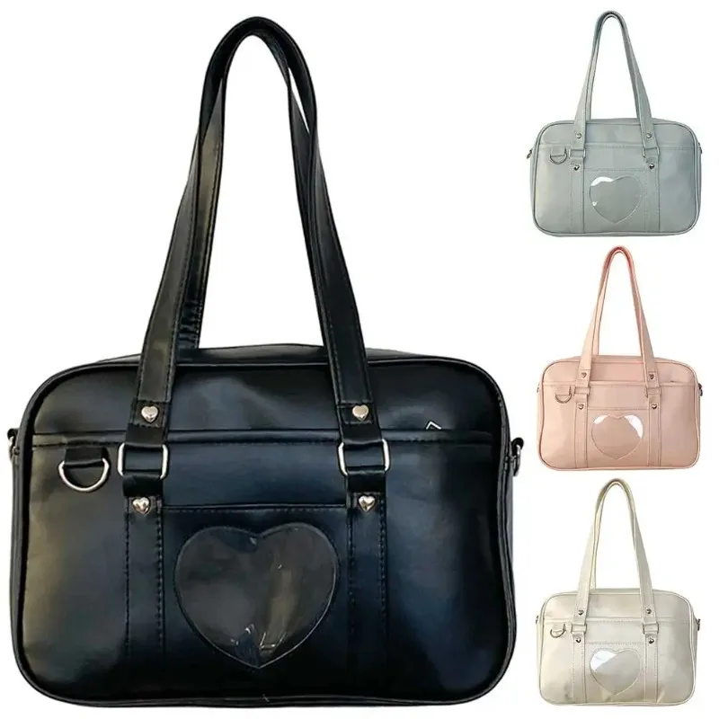 Women Jk School Handbag Large Capacity PU Anime Crossbody Bag Transparent Love Heart Shoulder Uniform Bag for Shopping Commuting
Women Jk School Handbag Large Capacity PU Anime Crossbody Bag Transparent Love Heart Shoulder Uniform Bag for Shopping Commuting