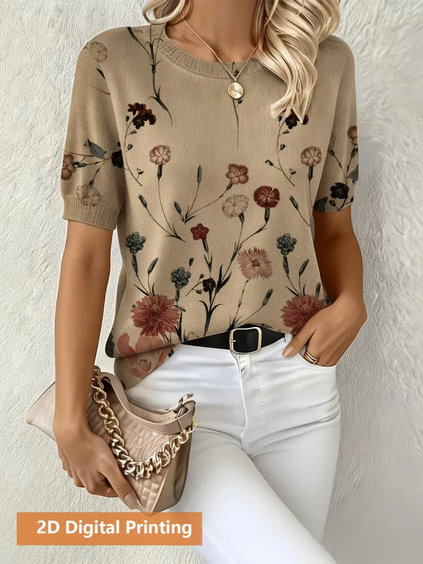 2D Flat Pattern Spring and Summer Fashion New Stylish Versatile Pullover Short-Sleeve Women's Top with Digital Print Trendy Women's Round-Neck Knit Top for Music Festivals
2D Flat Pattern Spring and Summer Fashion New Stylish Versatile Pullover Short-Sleeve Women's Top with Digital Print Trendy Women's Round-Neck Knit Top for Music Festivals