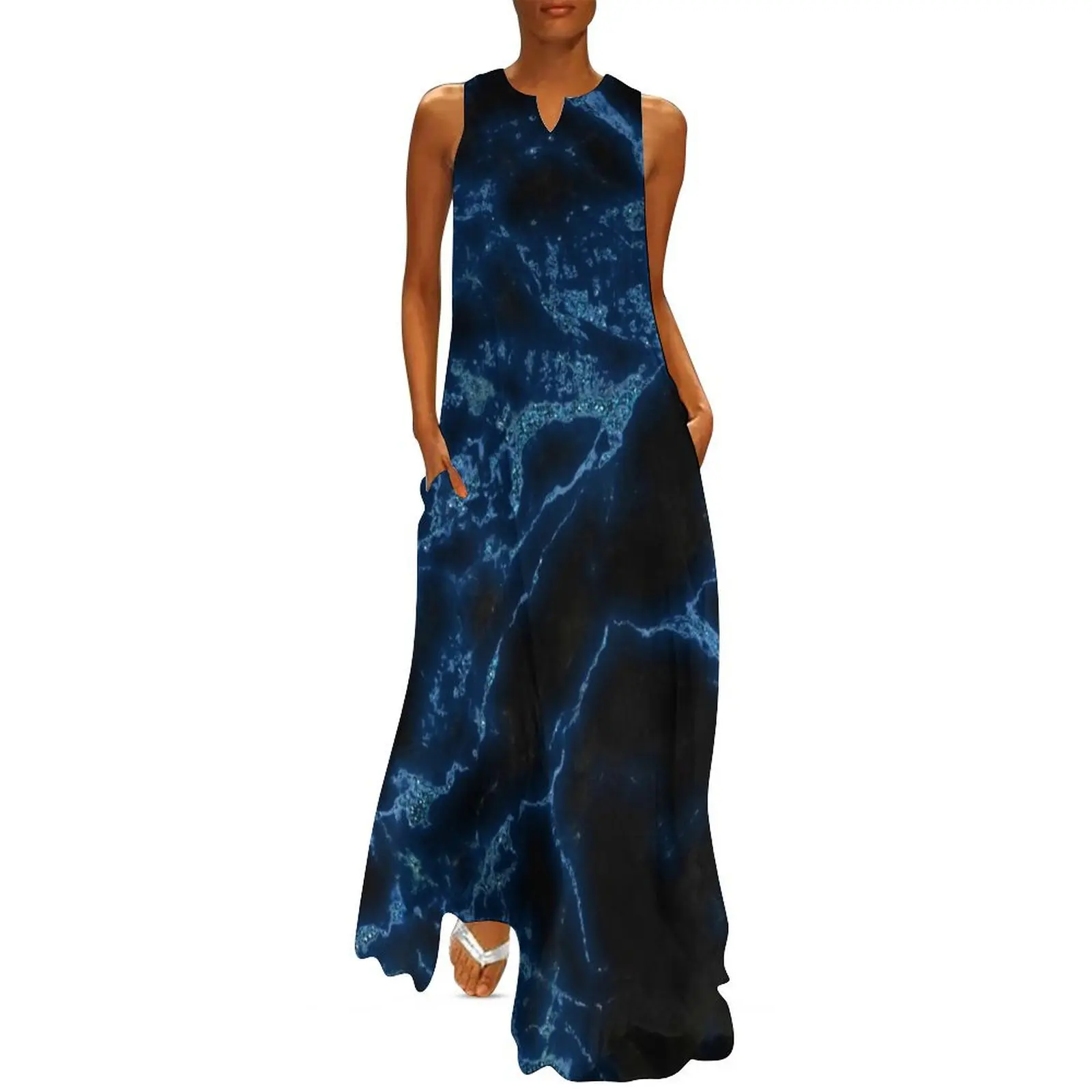 Classic Night Blue Faux Marble with Glitter Long Dress Summer women's clothing long dress women
Classic Night Blue Faux Marble with Glitter Long Dress Summer women's clothing long dress women