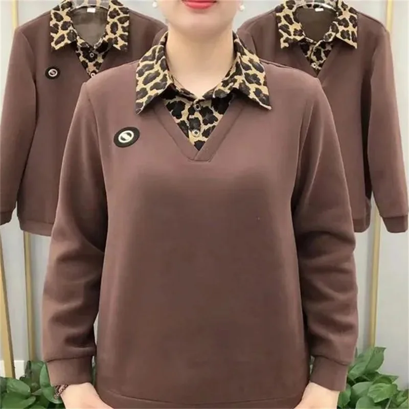 Spring 2025 Long Sleeve Slim Sweatshirt For Mid-Elderly Mothers Big Size 6XL Elastic Casual leopard print Shirt Collar Top Shirt
Spring 2025 Long Sleeve Slim Sweatshirt For Mid-Elderly Mothers Big Size 6XL Elastic Casual leopard print Shirt Collar Top Shirt