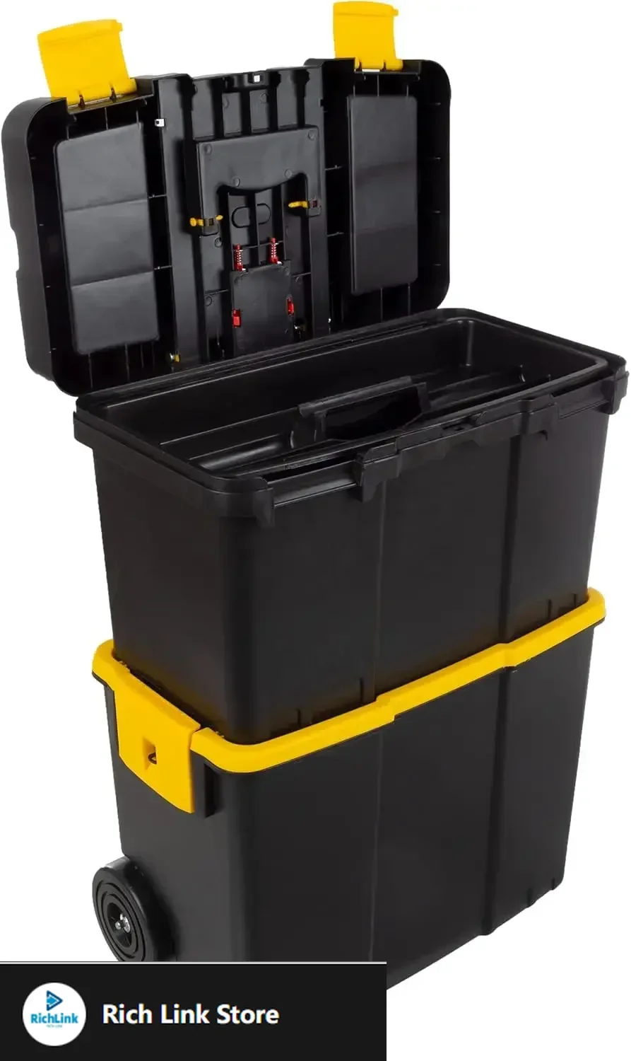 Portable Tool Box with Wheels - Stackable 2-in-1 Tool Chest with Fold-Down Comfort Handles, Tough Latches
Portable Tool Box with Wheels - Stackable 2-in-1 Tool Chest with Fold-Down Comfort Handles, Tough Latches