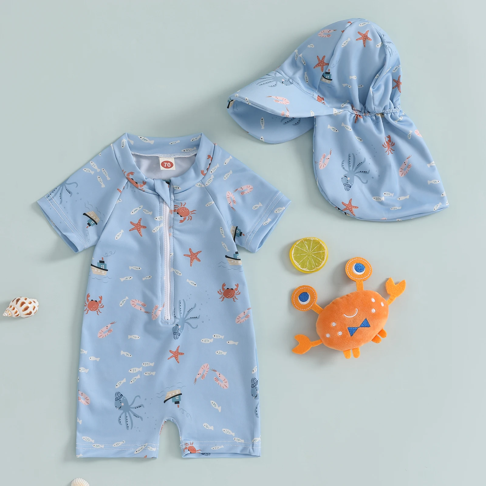 BeQeuewll Baby Swimwear with Hats for Boys Rash Guard Swimsuit Dinosaur Print Zipper Short Sleeve Sun Protection Bathing Suit
BeQeuewll Baby Swimwear with Hats for Boys Rash Guard Swimsuit Dinosaur Print Zipper Short Sleeve Sun Protection Bathing Suit