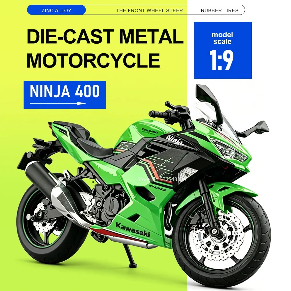 1:9 Scale Ninja 400 H2 Car Model Toy Sound Light Front Wheel Steer Models Shock Absorption Rubber Tires Motorcycle for Children
1:9 Scale Ninja 400 H2 Car Model Toy Sound Light Front Wheel Steer Models Shock Absorption Rubber Tires Motorcycle for Children