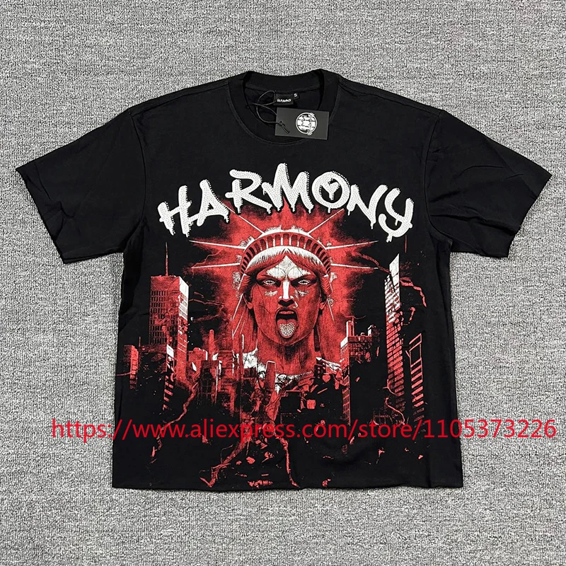 HARMONY New Age T Shirt 2026ss Dark Themed Statue of Liberty Short Sleeved Hip Hop Style Loose Casual T Shirt
HARMONY New Age T Shirt 2026ss Dark Themed Statue of Liberty Short Sleeved Hip Hop Style Loose Casual T Shirt