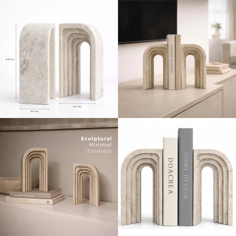Decorative Bookends for Shelves Heavy Duty Book Ends for Heavy Books, Stone-Inspired Composite Bookends, Non-Slip Base, Modern
Decorative Bookends for Shelves Heavy Duty Book Ends for Heavy Books, Stone-Inspired Composite Bookends, Non-Slip Base, Modern