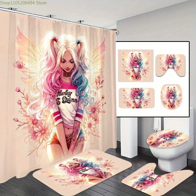 Warner Bros 4pcs Bathroom Set, Joker & Harley Quinn Themed Shower Curtain with 12 Hooks, Non-Slip Bath Mat, Toilet Lid Cover,
Warner Bros 4pcs Bathroom Set, Joker & Harley Quinn Themed Shower Curtain with 12 Hooks, Non-Slip Bath Mat, Toilet Lid Cover,