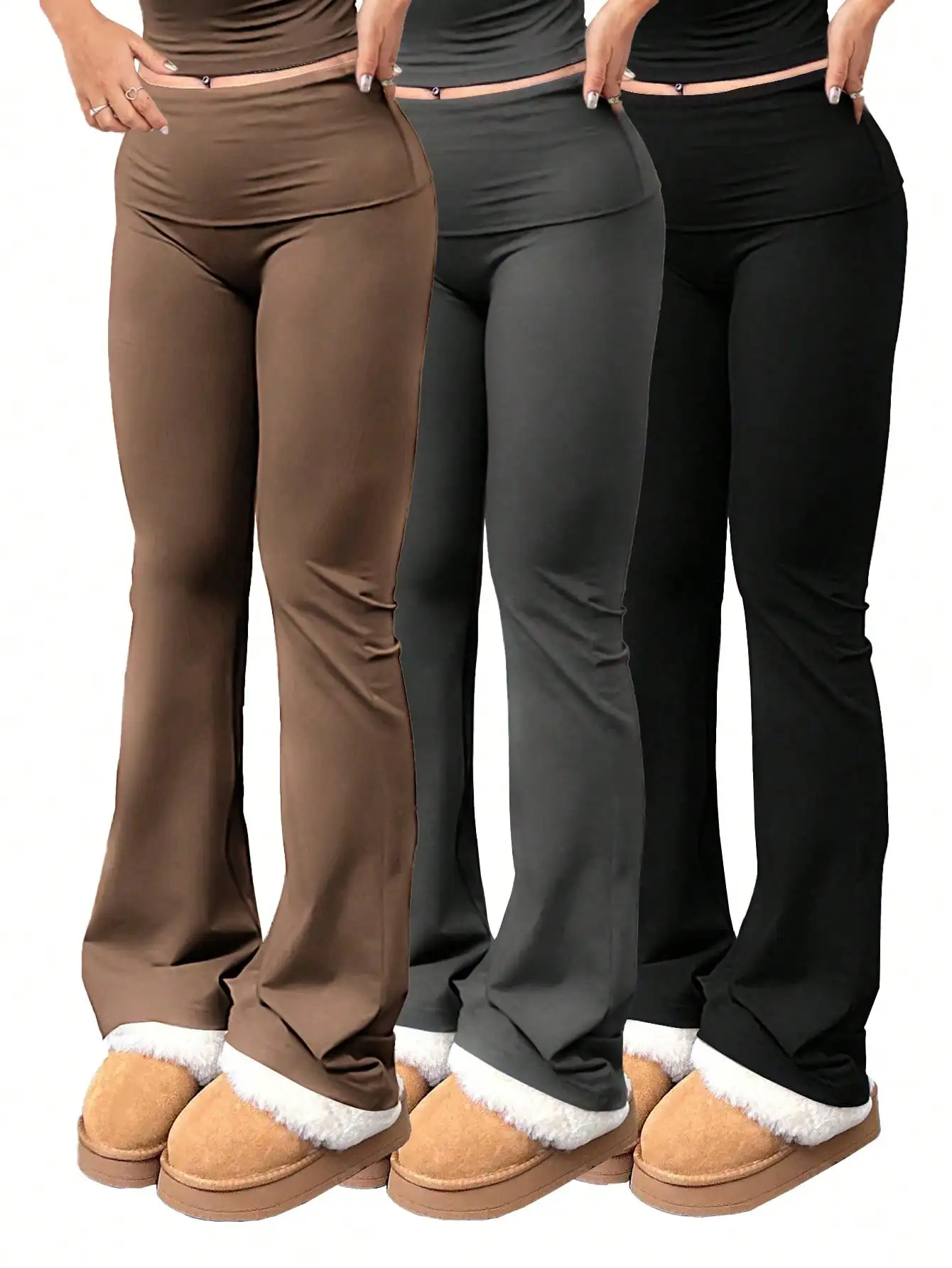 3pcs/Set Trouser Style Yoga Pants For Women Elastic Waist Gym Workout Flare Leggings Casual High Waisted Bootcut Yoga Pants
3pcs/Set Trouser Style Yoga Pants For Women Elastic Waist Gym Workout Flare Leggings Casual High Waisted Bootcut Yoga Pants