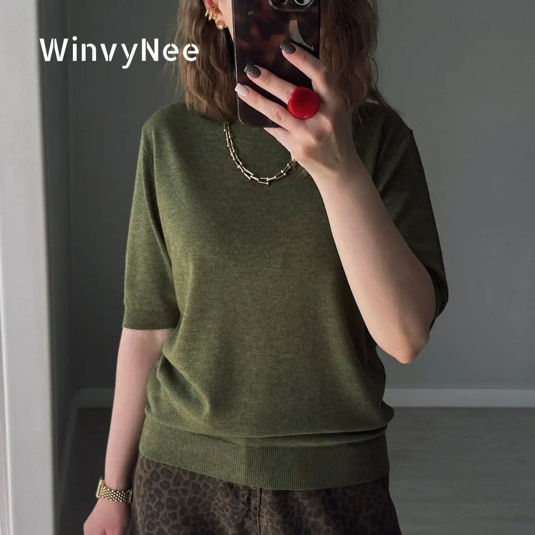WinvyNee Women Summer Wool Knitted Top Fashion Round Neck Thin Short Sleeve Pullover Casual Solid T-Shirt Sweaters ZA1757001
WinvyNee Women Summer Wool Knitted Top Fashion Round Neck Thin Short Sleeve Pullover Casual Solid T-Shirt Sweaters ZA1757001
