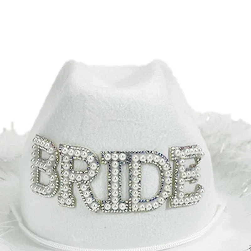 PXPB Elegant Pearl BRIDE Cowboy Hats for Bride Girls Wedding Party Taking Photo Hat
PXPB Elegant Pearl BRIDE Cowboy Hats for Bride Girls Wedding Party Taking Photo Hat