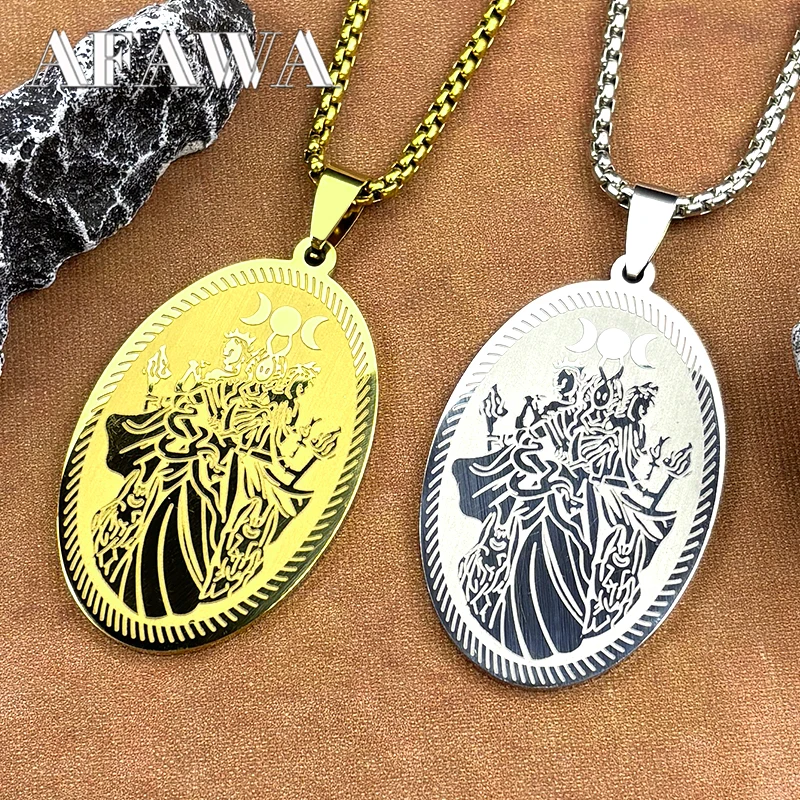 Witch Triple Moon Goddess Pendant Necklace for Women Men Stainless Steel Gold Color Greek Mythology Chain Necklace Jewelry
Witch Triple Moon Goddess Pendant Necklace for Women Men Stainless Steel Gold Color Greek Mythology Chain Necklace Jewelry