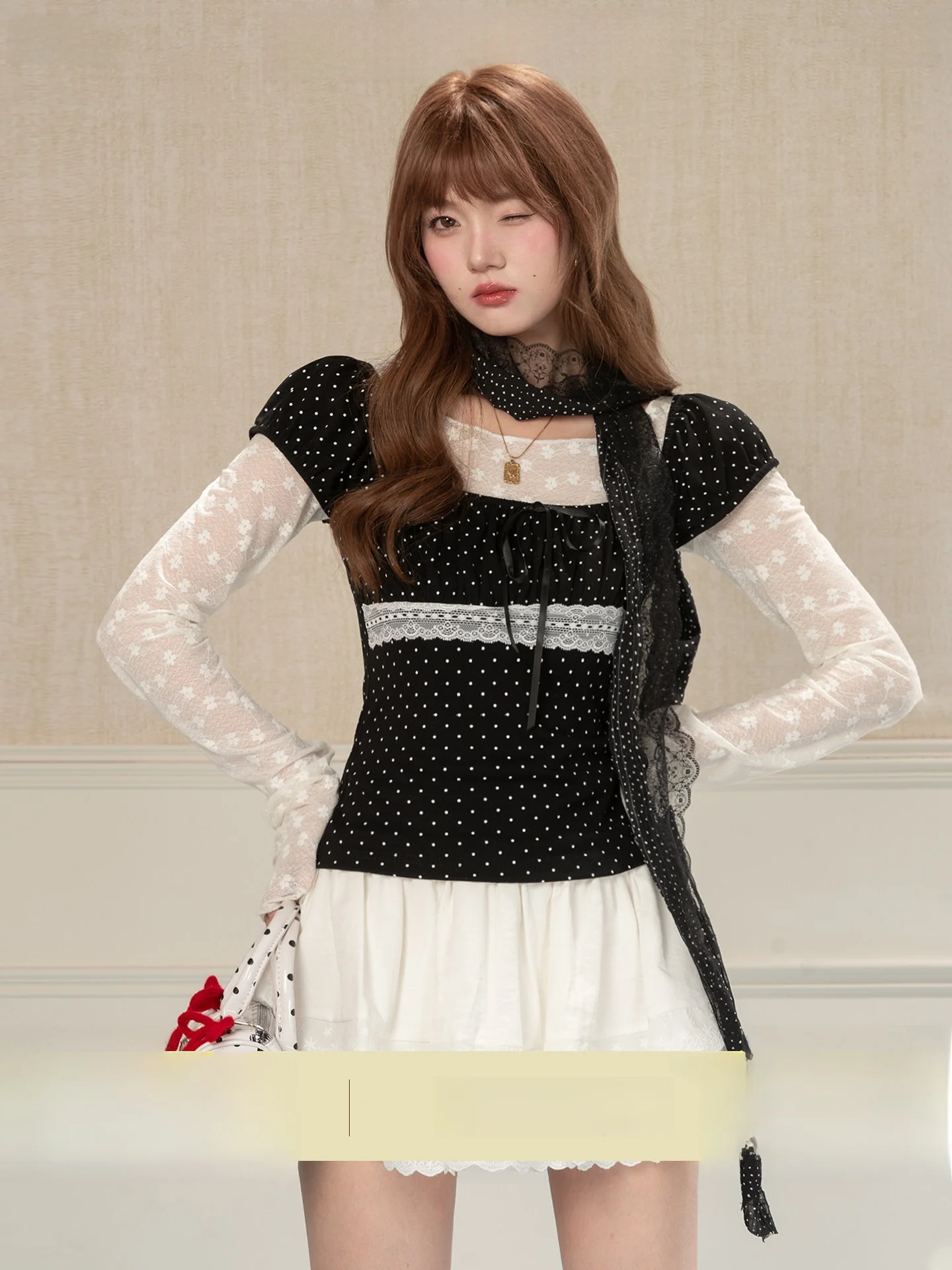 Heynew Premium Polka Dot Color Block Square Collar Short Sleeve T-Shirt Women's Loose Fit Spring Layering Versatile Short Top
Heynew Premium Polka Dot Color Block Square Collar Short Sleeve T-Shirt Women's Loose Fit Spring Layering Versatile Short Top