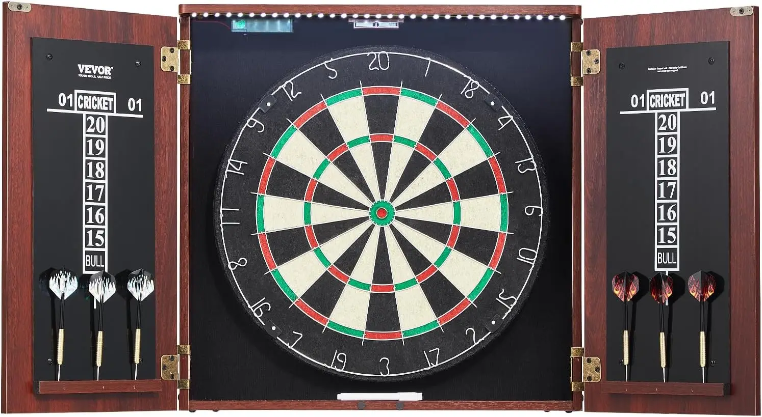 Official Size Dart Board Cabinet Set with LED Light, Steel Tip Darts, and Scoreboard for Adults
Official Size Dart Board Cabinet Set with LED Light, Steel Tip Darts, and Scoreboard for Adults