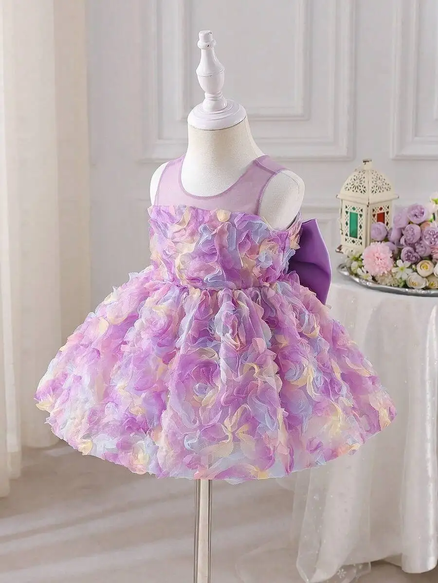 Purple 3D Floral Tulle Evening Dress With Bow And Ruffles
Purple 3D Floral Tulle Evening Dress With Bow And Ruffles
