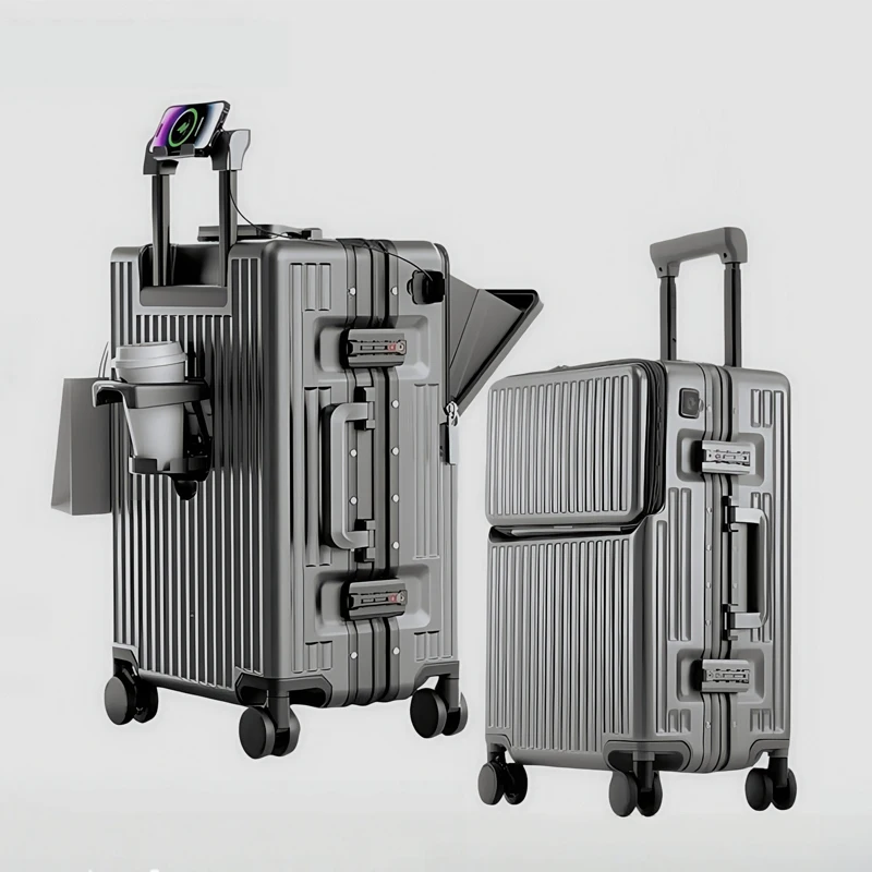 Aluminum Frame Suitcase Front-opening ABS+PC Travel Suitcase Multifunctional 360° Brake Wheels Cup Holder 20/24/27 inch Luggage
Aluminum Frame Suitcase Front-opening ABS+PC Travel Suitcase Multifunctional 360° Brake Wheels Cup Holder 20/24/27 inch Luggage