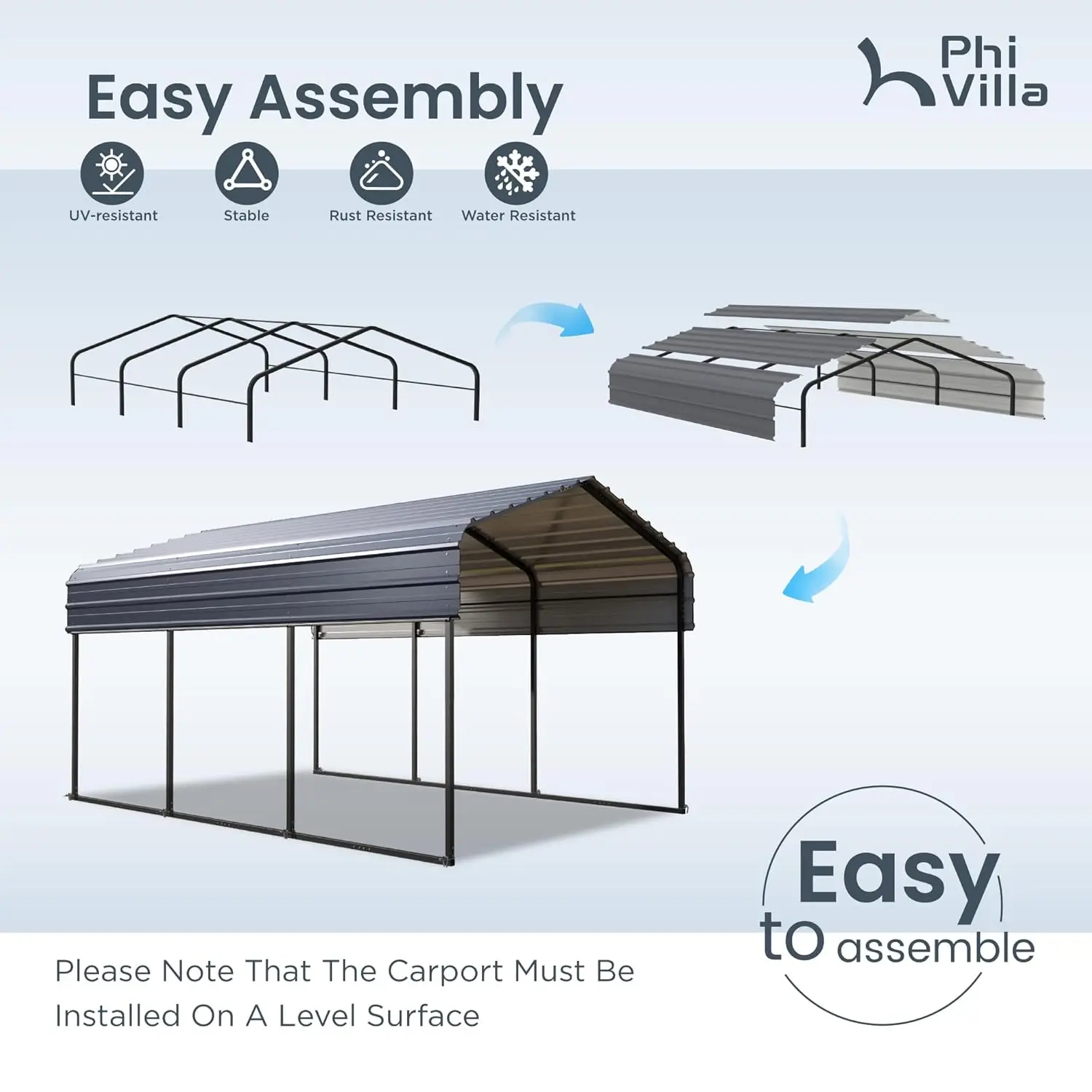10x15 ft Metal Carport with Sidewalls Heavy Duty Galvanized Steel Roof Shelter for Car Boat Tractor, Custom
10x15 ft Metal Carport with Sidewalls Heavy Duty Galvanized Steel Roof Shelter for Car Boat Tractor, Custom