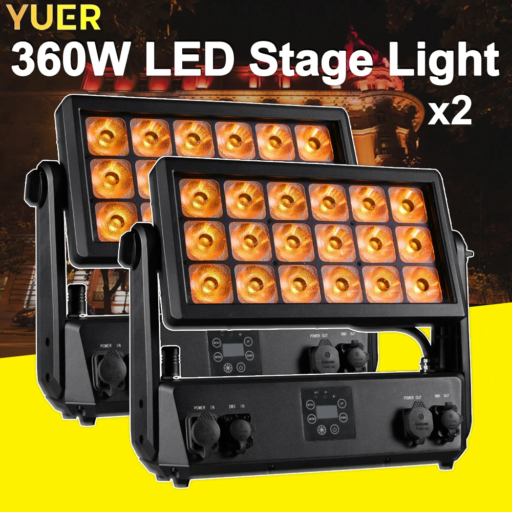 Светодиодный сценический светильник RGBWAUV, 360 Вт, 2 шт., 18x20 Вт, DMX512, беспроводное управление, OLED-сенсорный экран, IP65, водонепроницаемый для вечеринок, диджеев, мероприятий на открытом воздухе
Светодиодный сценический светильник RGBWAUV, 360 Вт, 2 шт., 18x20 Вт, DMX512, беспроводное управление, OLED-сенсорный экран, IP65, водонепроницаемый для вечеринок, диджеев, мероприятий на открытом воздухе