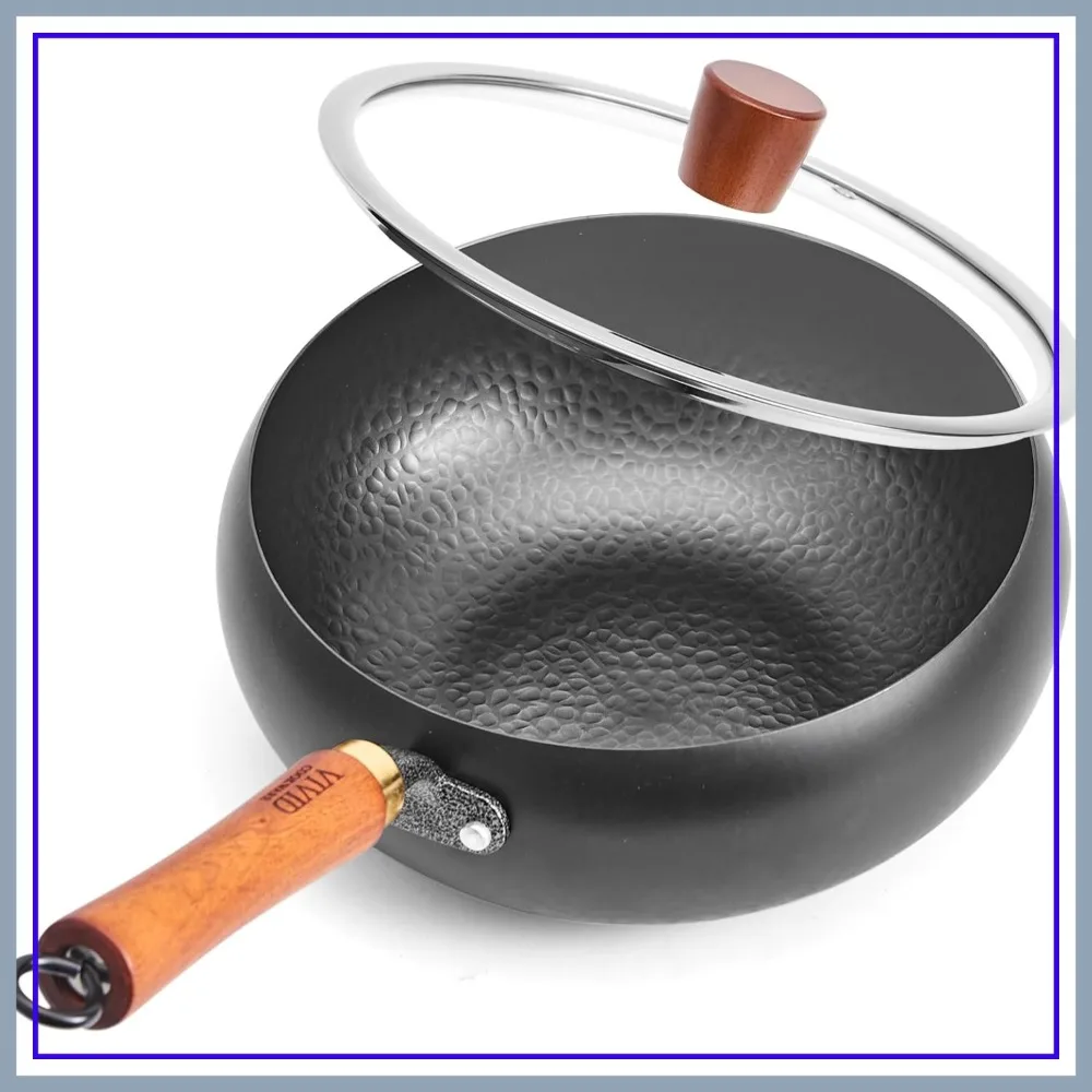 9.4 Inch Carbon Steel Wok with Glass Lid, Big Belly Flat Bottom, 3.4 QT for 1-3 Servings, Induction Compatible
9.4 Inch Carbon Steel Wok with Glass Lid, Big Belly Flat Bottom, 3.4 QT for 1-3 Servings, Induction Compatible