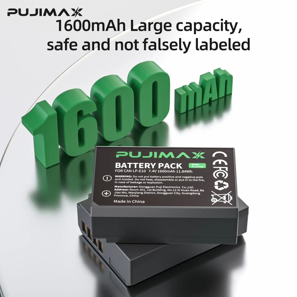 PUJIMAX1600mAh LP-E10 Battery + USB Charger for Canon EOS 1100D 1200D 1300D 2000D 4000D Rebel T3 T5 T6 KISS X50 X70 Battery
PUJIMAX1600mAh LP-E10 Battery + USB Charger for Canon EOS 1100D 1200D 1300D 2000D 4000D Rebel T3 T5 T6 KISS X50 X70 Battery