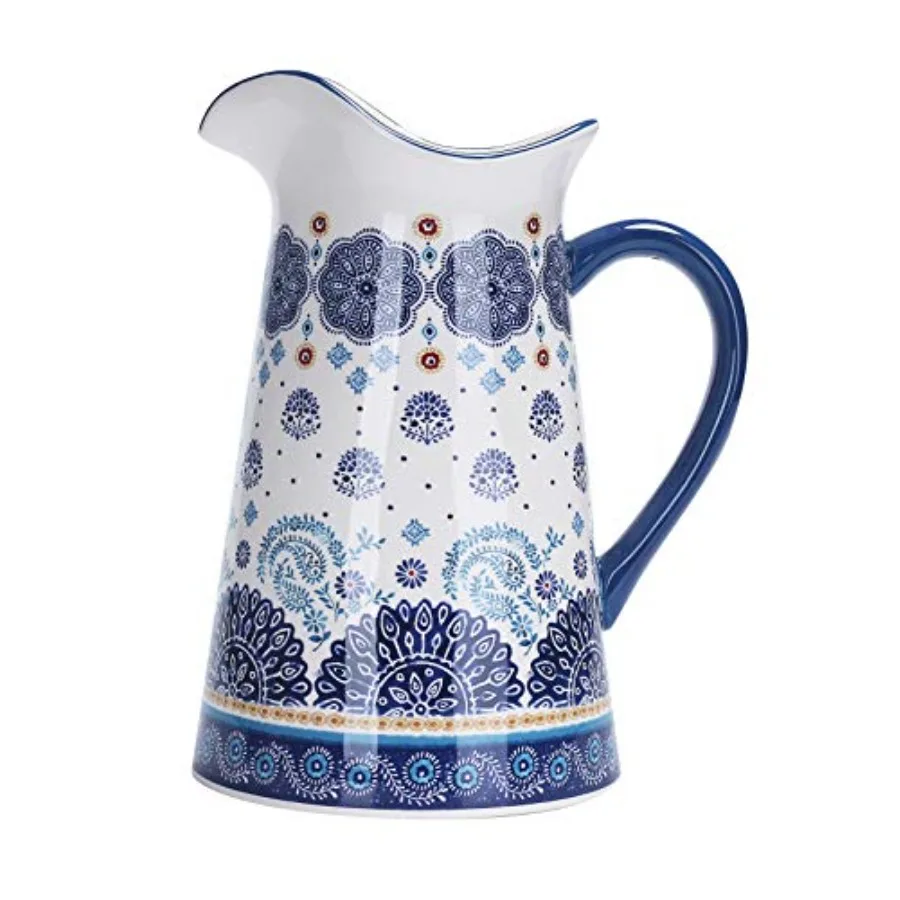 Ceramic 2.5 Quarts Pitcher with Handle, Decorative Vase for Flower Arrangements, Dishwasher Safe
Ceramic 2.5 Quarts Pitcher with Handle, Decorative Vase for Flower Arrangements, Dishwasher Safe