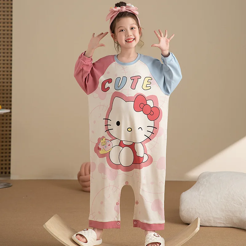 Детский комбинезон Hello Kitty Sanrio Kawaii, пижама с рисунком аниме Kuromi, весенняя свободная милая модная домашняя одежда с круглым вырезом для отдыха
Детский комбинезон Hello Kitty Sanrio Kawaii, пижама с рисунком аниме Kuromi, весенняя свободная милая модная домашняя одежда с круглым вырезом для отдыха