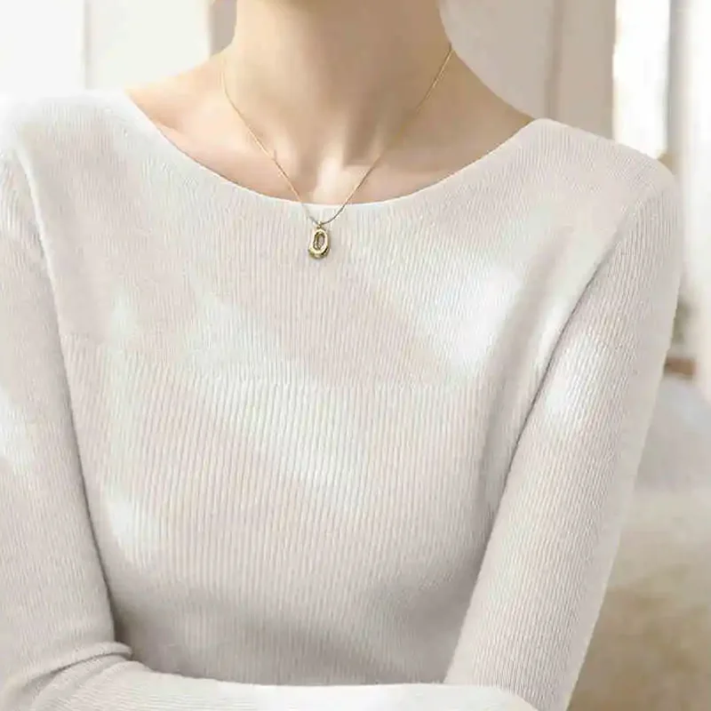 Knitted Sweater Women Pullovers New Long Sleeve White Black Knit Sweater Pullover Women Tops Slash Neck Knitwears Sweaters Q995
Knitted Sweater Women Pullovers New Long Sleeve White Black Knit Sweater Pullover Women Tops Slash Neck Knitwears Sweaters Q995