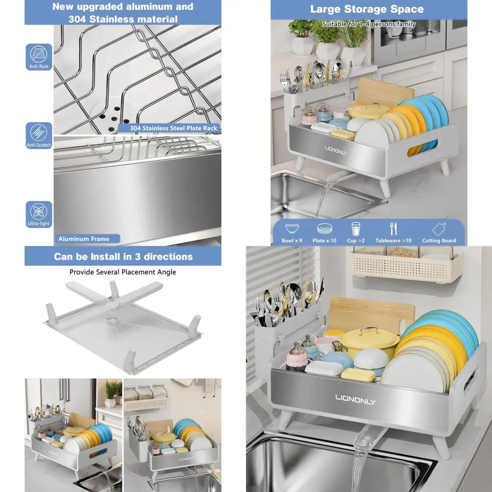 Премиальная сушилка для посуды из нержавеющей стали с дренажем и держателем для столовых приборов, белая
Премиальная сушилка для посуды из нержавеющей стали с дренажем и держателем для столовых приборов, белая