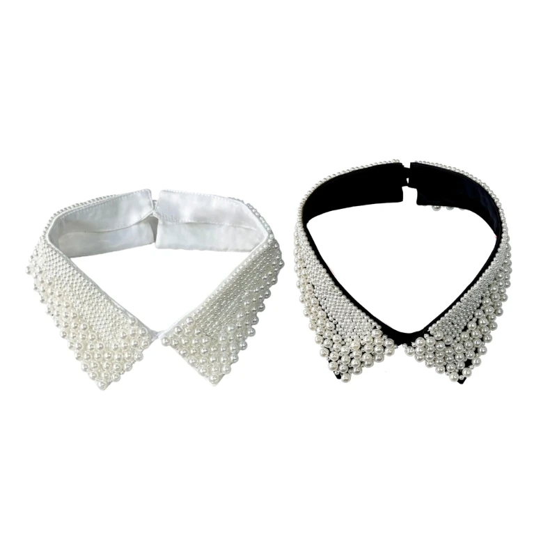 E15F Fashion Jeweled Detachable Collar Luxurious Pearls Shawl Versatile Lapel Detachable Collar Shawl for Dress Shirt
E15F Fashion Jeweled Detachable Collar Luxurious Pearls Shawl Versatile Lapel Detachable Collar Shawl for Dress Shirt