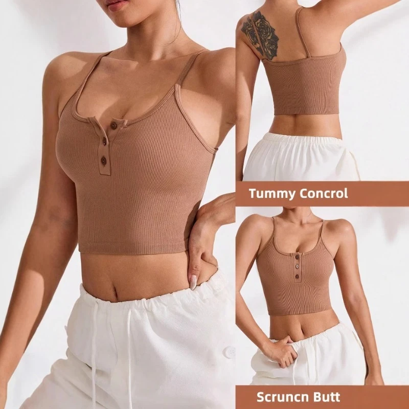 Button Strap Tank Top for Women Summer Wear, Without Padded Bra, Inner Layer, Covers Side Bust, Sleeveless Sports Yoga Top
Button Strap Tank Top for Women Summer Wear, Without Padded Bra, Inner Layer, Covers Side Bust, Sleeveless Sports Yoga Top