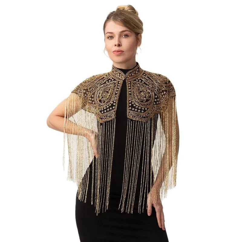 Women Vintage Chinese Style Beaded Shawl Long Tassel Cloud Shoulder Handmade Heavy Beaded Cheongsam Shawl For Catwalk Studio Sho
Women Vintage Chinese Style Beaded Shawl Long Tassel Cloud Shoulder Handmade Heavy Beaded Cheongsam Shawl For Catwalk Studio Sho