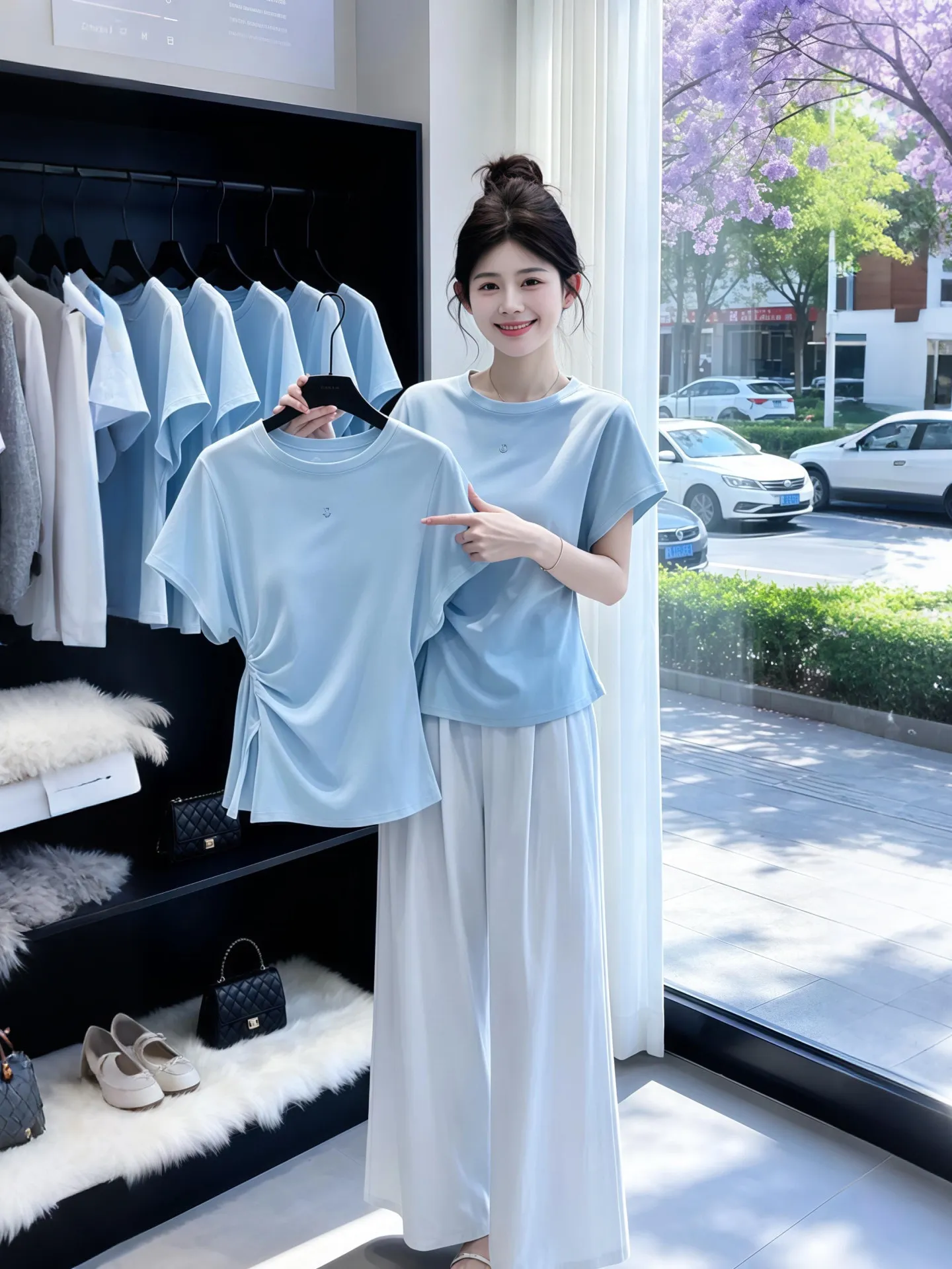 Summer Outfit 2026 Pure Blue Top White Skirt Women's Two-Piece Set Casual Fashion Commute Style round Neck Short S...
Summer Outfit 2026 Pure Blue Top White Skirt Women's Two-Piece Set Casual Fashion Commute Style round Neck Short S...