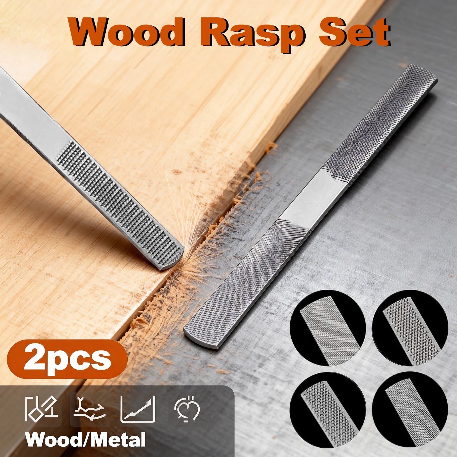Набор из 2 стальных напильников для дерева: 4 в 1 (полукруглый, плоский, игольчатый) для заточки деревообрабатывающих и металлических инструментов
Набор из 2 стальных напильников для дерева: 4 в 1 (полукруглый, плоский, игольчатый) для заточки деревообрабатывающих и металлических инструментов