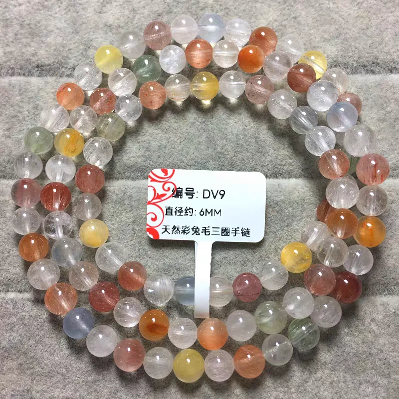 Natural Rabbit Colorful Rutilated Quartz Bracelet Rare 6mm 3 Laps Rutilated Clear Round Women Bracelet AAAAAAnbow
Natural Rabbit Colorful Rutilated Quartz Bracelet Rare 6mm 3 Laps Rutilated Clear Round Women Bracelet AAAAAAnbow