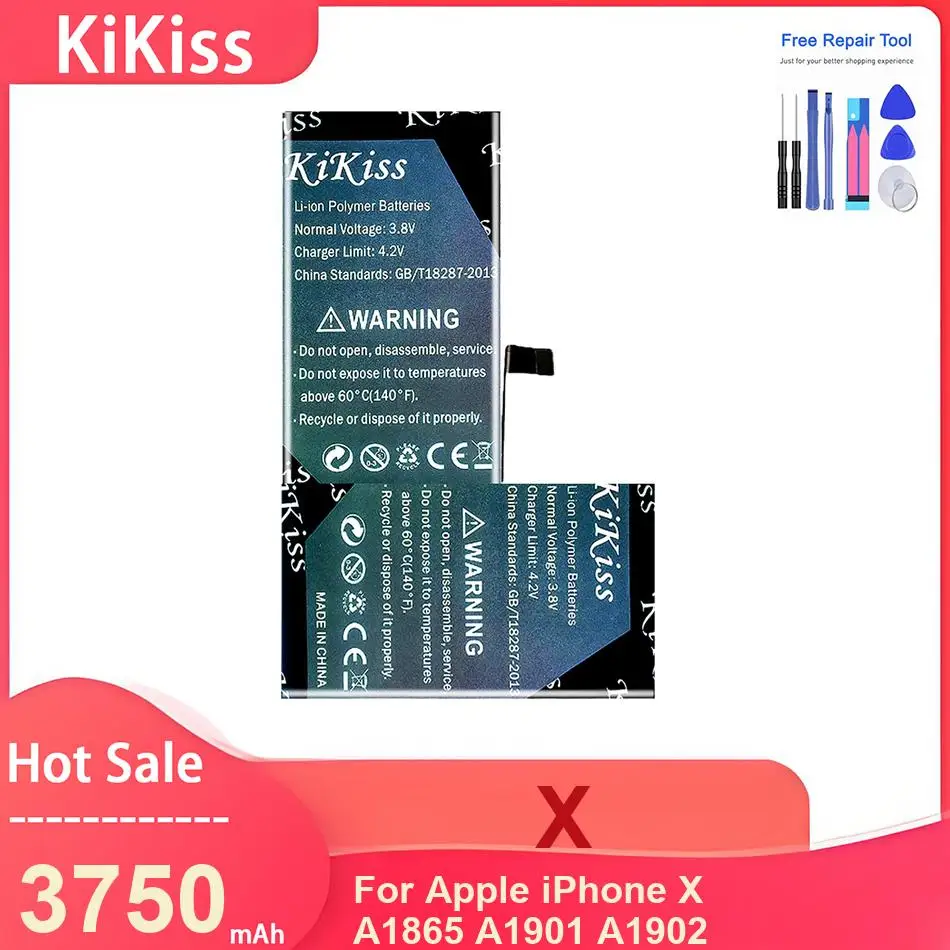 Аккумулятор для мобильного телефона KiKiss для Apple iPhone X A1865 A1901 A1902, аккумуляторы X 3750 мАч
Аккумулятор для мобильного телефона KiKiss для Apple iPhone X A1865 A1901 A1902, аккумуляторы X 3750 мАч