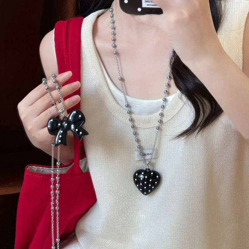 Korean Style Black Polka Dot Bow Shaped Pearl Necklace Elegant Women s Long Sleeved Sweater Chain Set Of Accessories
Korean Style Black Polka Dot Bow Shaped Pearl Necklace Elegant Women s Long Sleeved Sweater Chain Set Of Accessories