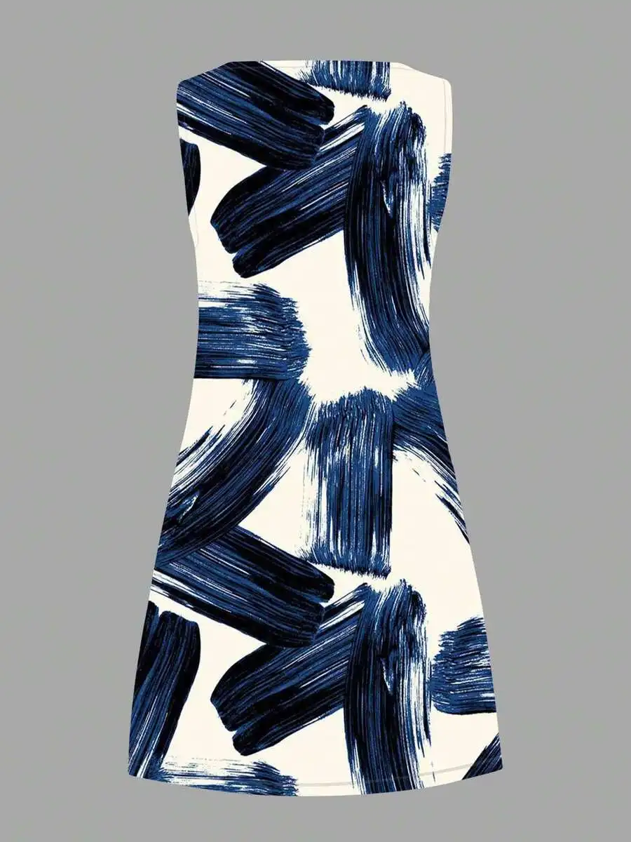 Abstract Brushstroke Print Sleeveless Dress Round Neck Flared Hem Casual Active Wear
Abstract Brushstroke Print Sleeveless Dress Round Neck Flared Hem Casual Active Wear