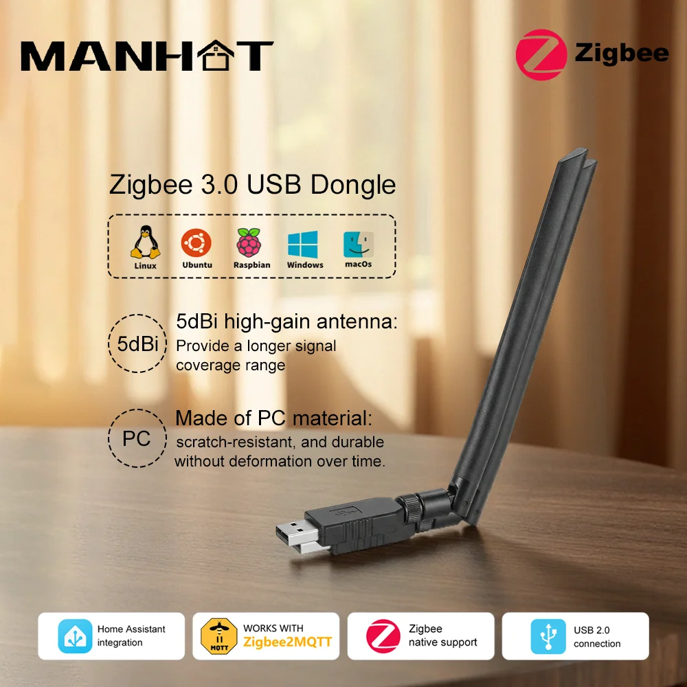 Manhot Zigbee 3.0 USB Dongle Universal Wireless Gateway Hub Interface Capture for Zigbee 2MQTT Home Assistant Thread OpenHAB
Manhot Zigbee 3.0 USB Dongle Universal Wireless Gateway Hub Interface Capture for Zigbee 2MQTT Home Assistant Thread OpenHAB
