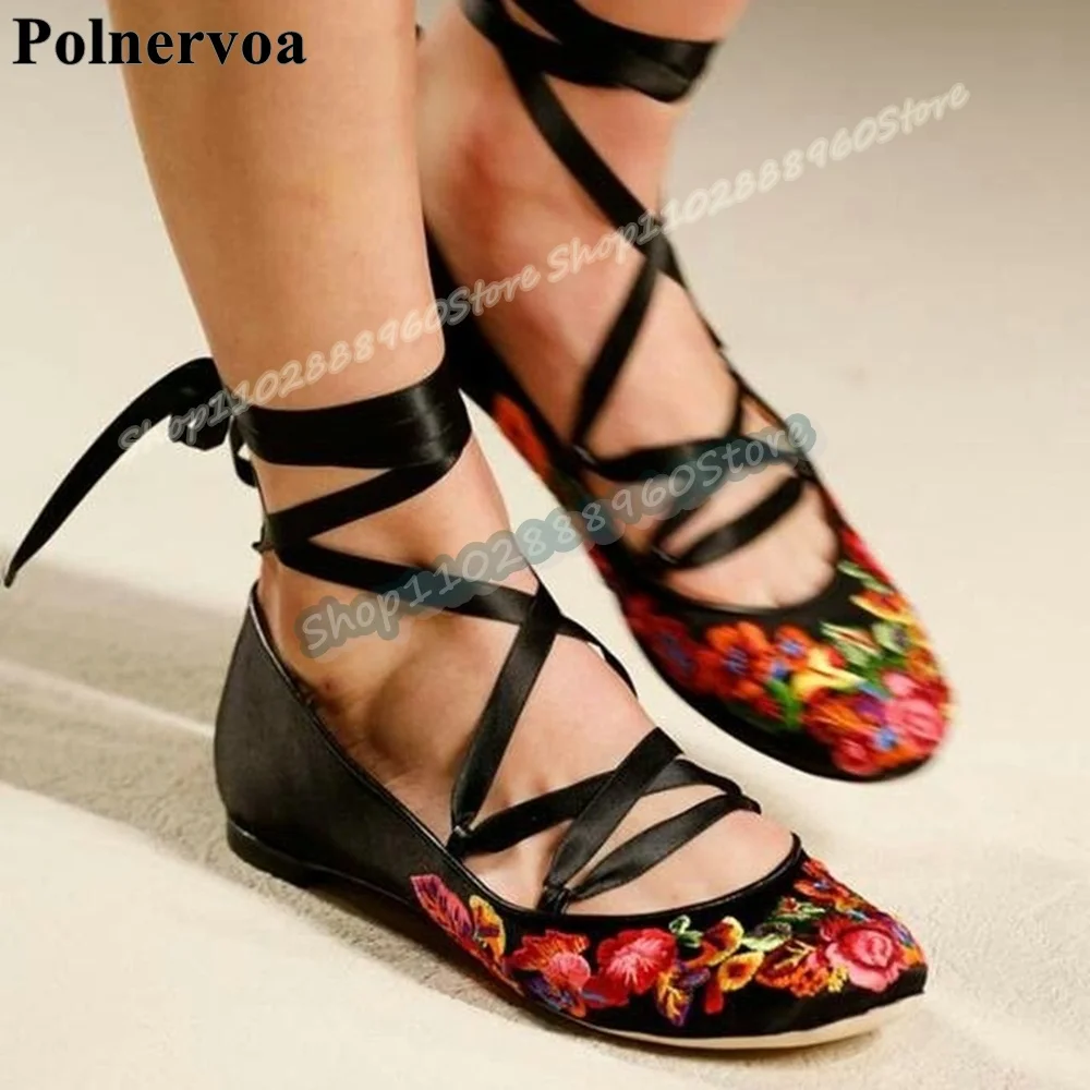 Sexy Black Silk Embroidery Decoration Pumps Flats Shoes For Women Lace Up Round Toe Trending Party Fashion Zapatos Para Mujer
Sexy Black Silk Embroidery Decoration Pumps Flats Shoes For Women Lace Up Round Toe Trending Party Fashion Zapatos Para Mujer