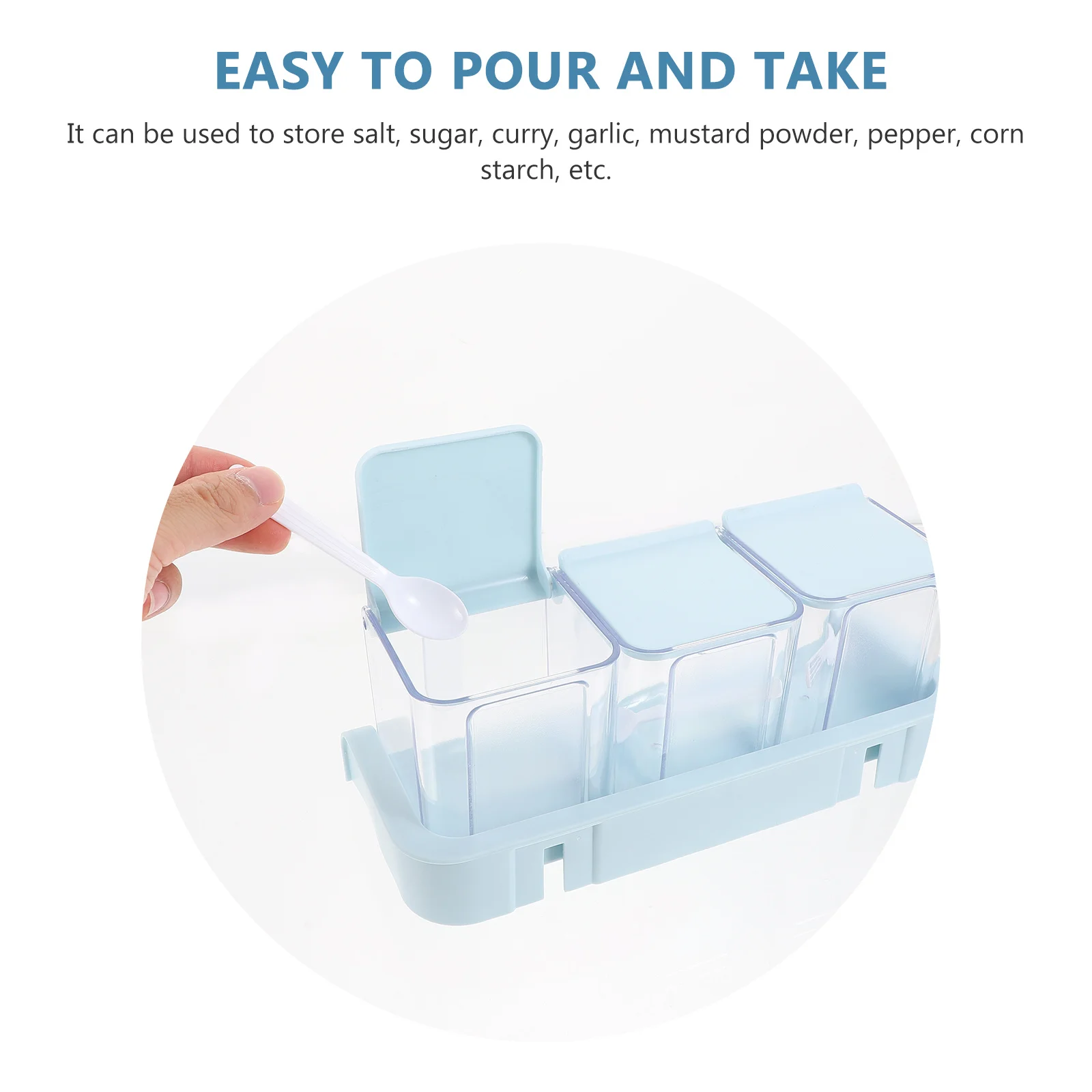 1 set 1 Set Blue Seasoning Storage Box Large Capacity Spice Jar For Salt Sugar Kitchenware Condiment Container
1 set 1 Set Blue Seasoning Storage Box Large Capacity Spice Jar For Salt Sugar Kitchenware Condiment Container