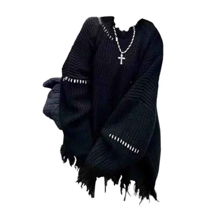 Vintage Lazy Black Tassel Knitted Sweater Mujer Spring Autumn Thicked Warm Tops Mujer Y2k Irregular Long Sleeve Pullovers
Vintage Lazy Black Tassel Knitted Sweater Mujer Spring Autumn Thicked Warm Tops Mujer Y2k Irregular Long Sleeve Pullovers
