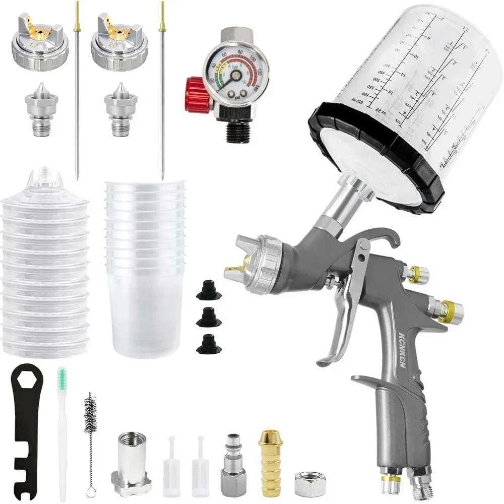 LVLP Air Spray Gun Kit with 650ml Mixing Cup 10 Disposable Cups 1.3 1.7 2.0mm Nozzles Paint Sprayer for Car Furniture Fence
LVLP Air Spray Gun Kit with 650ml Mixing Cup 10 Disposable Cups 1.3 1.7 2.0mm Nozzles Paint Sprayer for Car Furniture Fence