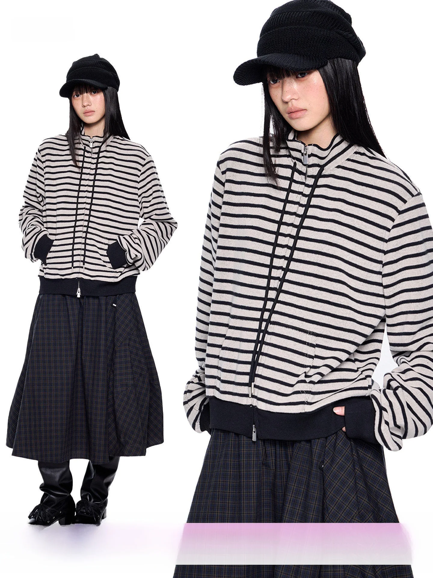 Женский кардиган EZEK в стиле ретро с полосками и цветовыми блоками, с высоким воротником, свободный крой, новинка весенней коллекции, американский повседневный стиль
Женский кардиган EZEK в стиле ретро с полосками и цветовыми блоками, с высоким воротником, свободный крой, новинка весенней коллекции, американский повседневный стиль